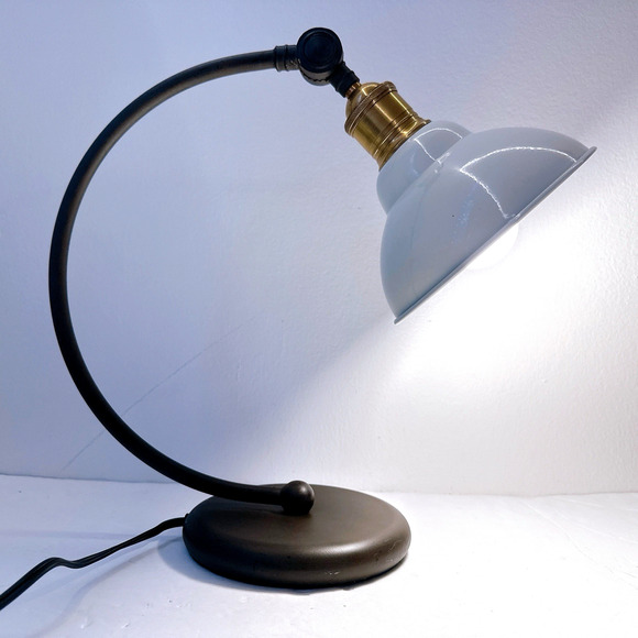 ❌SOLD❌ Pottery Barn Industrial Table Desk Task Lamp Metal Shade Vintage White - Picture 1 of 14